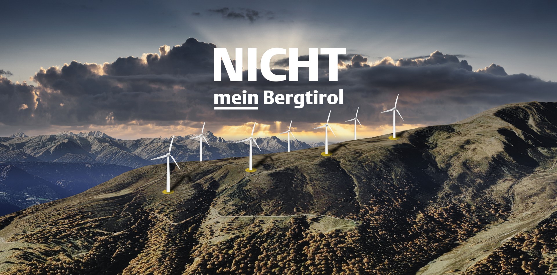 Titelbild: "Nicht mein Bergtirol" Windrder auf Bergen